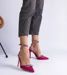Gemre Pink glitter high heels with a bow and rhinestones Merkuri