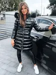 Černá dámská dlouhá prošívaná zimní bunda s kapucí Dstreet