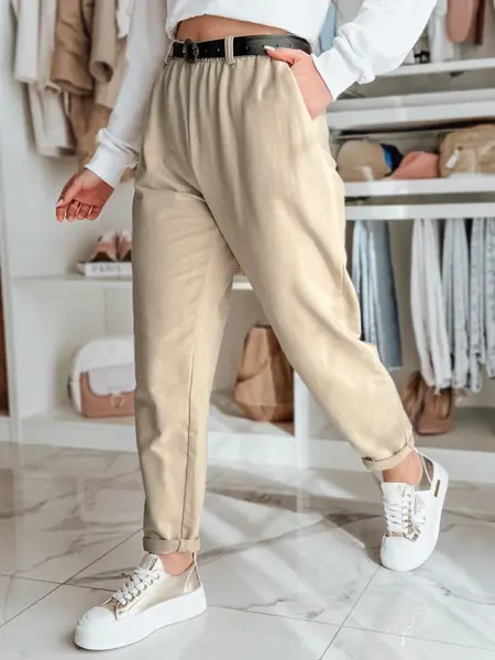 Dámské chinos kalhoty s páskem TAILANDI latte