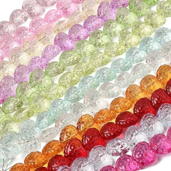 Baking Paint Transparent Glass Beads Strands