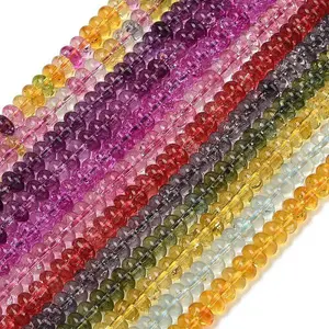 Transparent Crackle Glass Beads Strands