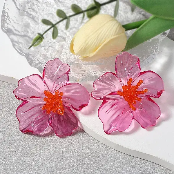Flower Transparent Acrylic Stud Earrings