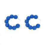C-Shaped with Round Alloy Raffia Stud Earrings