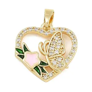 Brass Micro Pave Cubic Zirconia Pendants