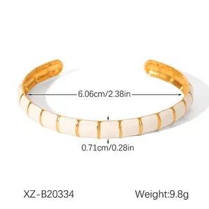 304 Stainless Steel Enamel Cuff Bangles for Women