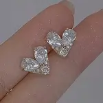 Heart Alloy Clear Cubic Zirconia Stud Earrings