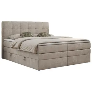 MKS POSTEL BOXSPRING LUKA KING 120/200 - Béžová Strukturovaná látka - H3