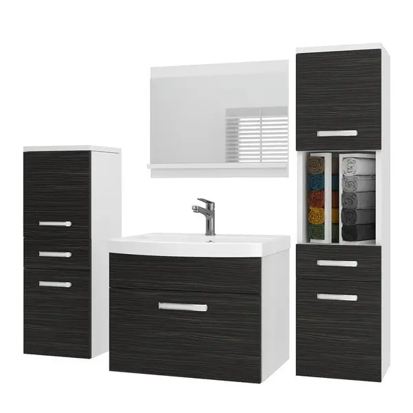 B BELINI GROUP KOUPELNOVÝ NÁBYTEK Koupelnová SADA PRI M5, Eben matný, 120 cm