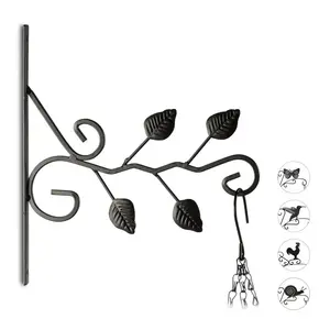 Relaxdays HÁK černý železo motiv listy 30,5 cm