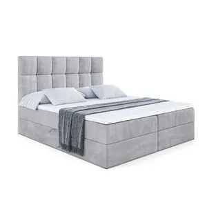 ALTDECOR AMERICKÁ postel s matrací H3 a roštem – RICAR – 200 x 200 světle šedá