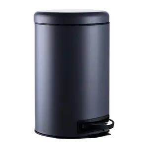 Relaxdays KOŠ Šedý kulatý pedál Soft-Close 12 l ocel