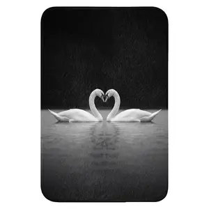 OnlyWow WC PŘEDLOŽKA Labutě - srdce - černá - bílá 40x60 cm