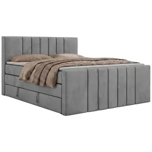 MKS POSTEL BOXSPRING INERO DUO KING 140/200 - Světle šedá Samet - Topper T25 - H4
