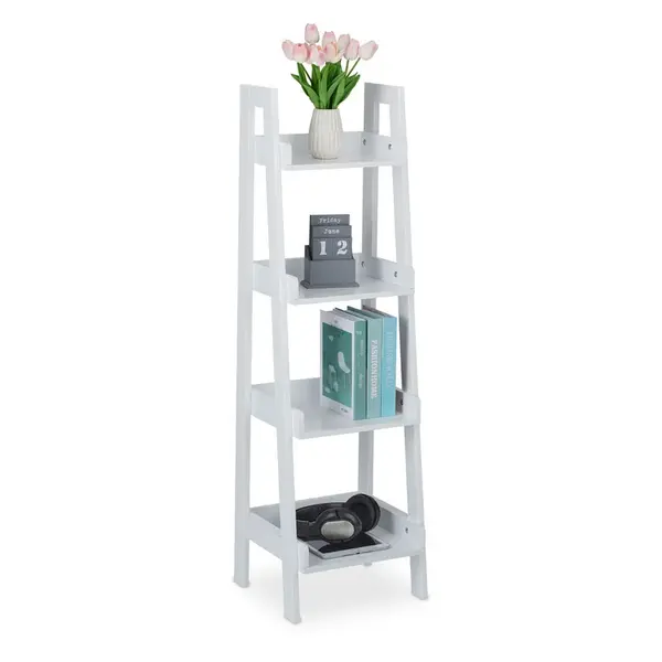 Relaxdays REGÁL Bílý žebříkový design 4 úrovně MDF