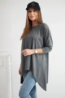 Halenka oversize z grafitové melanže