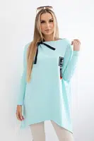Oversize mikina s asymetrickými stranami mint