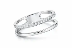 Troli Dvojitý minimalistický prsten z oceli Silver 52 mm