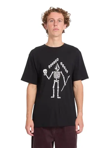 Volcom pánské tričko Felix Skull Black | Černá | Velikost M | 100% bavlna