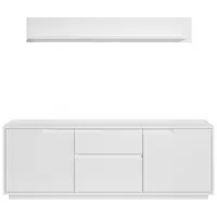 Carryhome KOMODA POD TELEVIZI, bílá, 169/180/38 cm