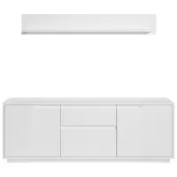 Carryhome KOMODA POD TELEVIZI, bílá, 169/60/38 cm