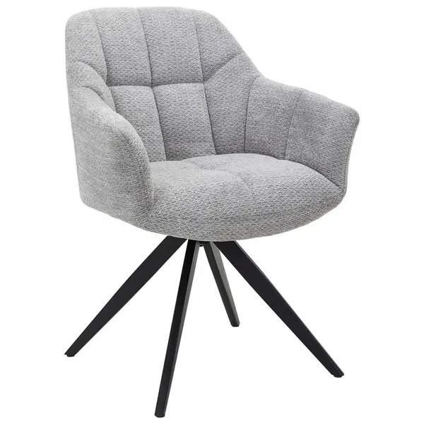 Novel ŽIDLE S PODRUČKAMI, železo, tkaná látka, šedá, černá