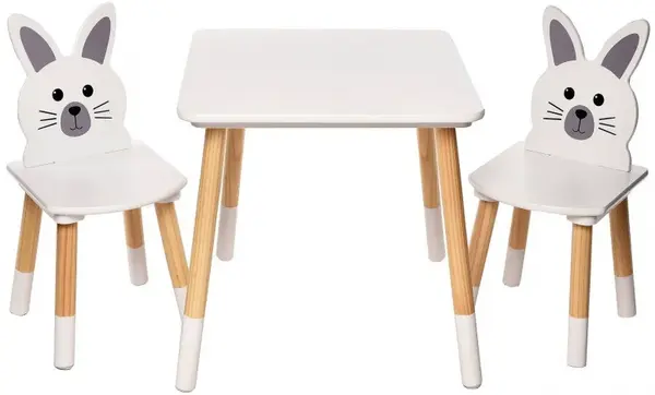 BHome Dětský stůl s židlemi ZAJÍČEK