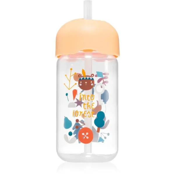 Suavinex Forest Straw Trainer Cup dětská láhev s brčkem 18 m+ Yellow 340 ml