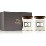 Woodwick Fireside & Linen dárková sada s dřevěným knotem (gift box)
