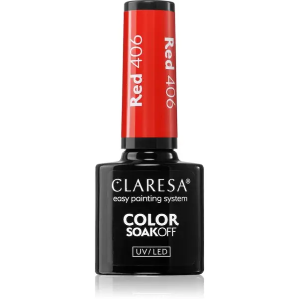 Claresa SoakOff UV/LED Color Rainbow Explosion gelový lak na nehty odstín Red 406 5 g