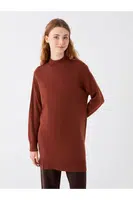 LC Waikiki Lw - Half Turtleneck Plain Long Sleeve Oversize Women&#039;s Knitwear Tunic