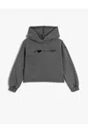 Koton Republic Embroidered Hooded Sweatshirt Long Sleeve Raised Cotton