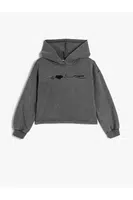 Koton Republic Embroidered Hooded Sweatshirt Long Sleeve Raised Cotton