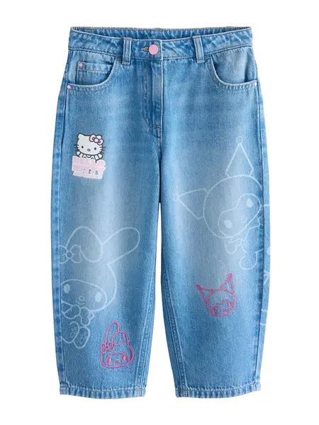 Next Džínsy  modrá denim / svetloružová / biela / šedobiela