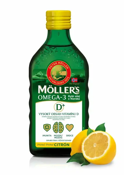 MOLLER´S Omega 3 RYBÍ OLEJ dospelí D+