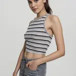 Dámské tričko Rib Stripe Cropped Top tmavě/bílá/šedá