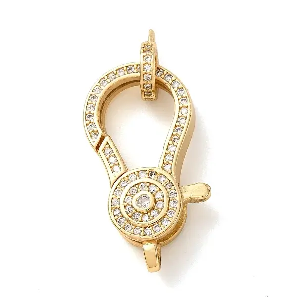 Brass Micro Pave Clear Cubic Zirconia Lobster Claw Clasps