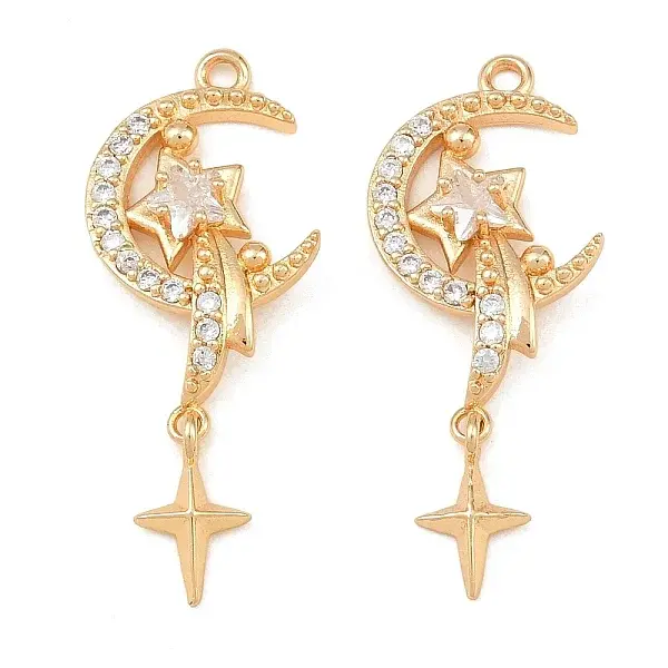 Brass Micro Pave Clear Cubic Zirconia Pendants