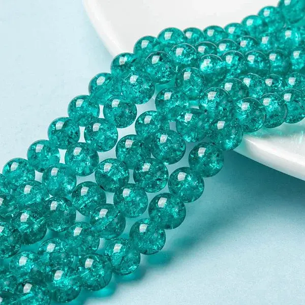 Spray Painted Crackle Glass Beads Strands