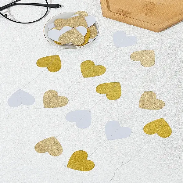 2Pcs Heart Glitter Paper Garland