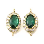 Brass Pave Cubic Zirconia Oval Connector Charms