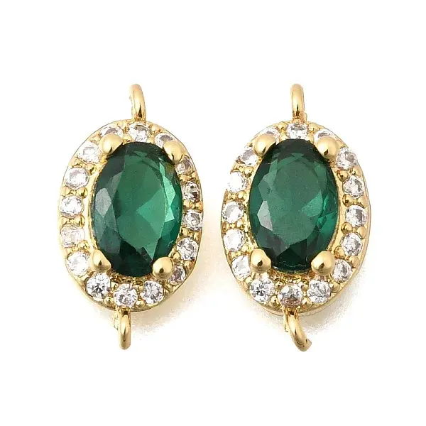 Brass Pave Cubic Zirconia Oval Connector Charms