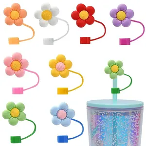 16Pcs 8 Colors PVC Dustproof Straw Caps