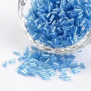 Transparent Colours Pearl Luster Plated Round Hole Glass Bugle Beads