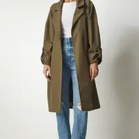 Happiness İstanbul Dámský sezónní trenčkot s khaki páskem