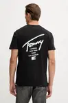 Bavlněné tričko Tommy Jeans pánské, černá barva, s potiskem, DM0DM22120