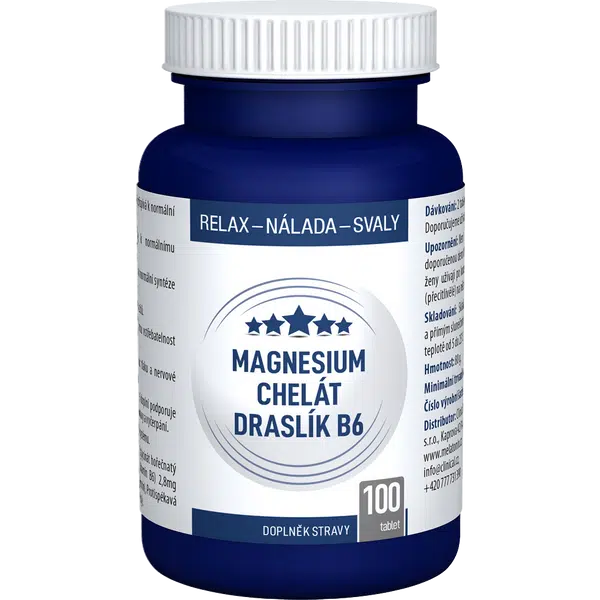 CLINICAL Magnesium chelát + Draslík B6 100 tablet