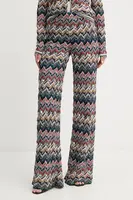 Kalhoty s vlnou Missoni dámské, fialová barva, zvony, high waist, DS25WI0Q.BR012F