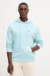 Bavlněná mikina Calvin Klein Jeans pánská, modrá barva, s kapucí, hladká, LV04RC297G