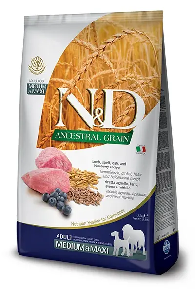 N&D Ancestral Grain Dog Adult Medium & Maxi Lamb & Blueberry 12 kg