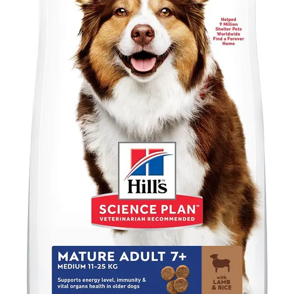 Hill's Science Plan Mature Adult 7+ Medium krmivo pro psy s jehněčím a rýží 14 kg.